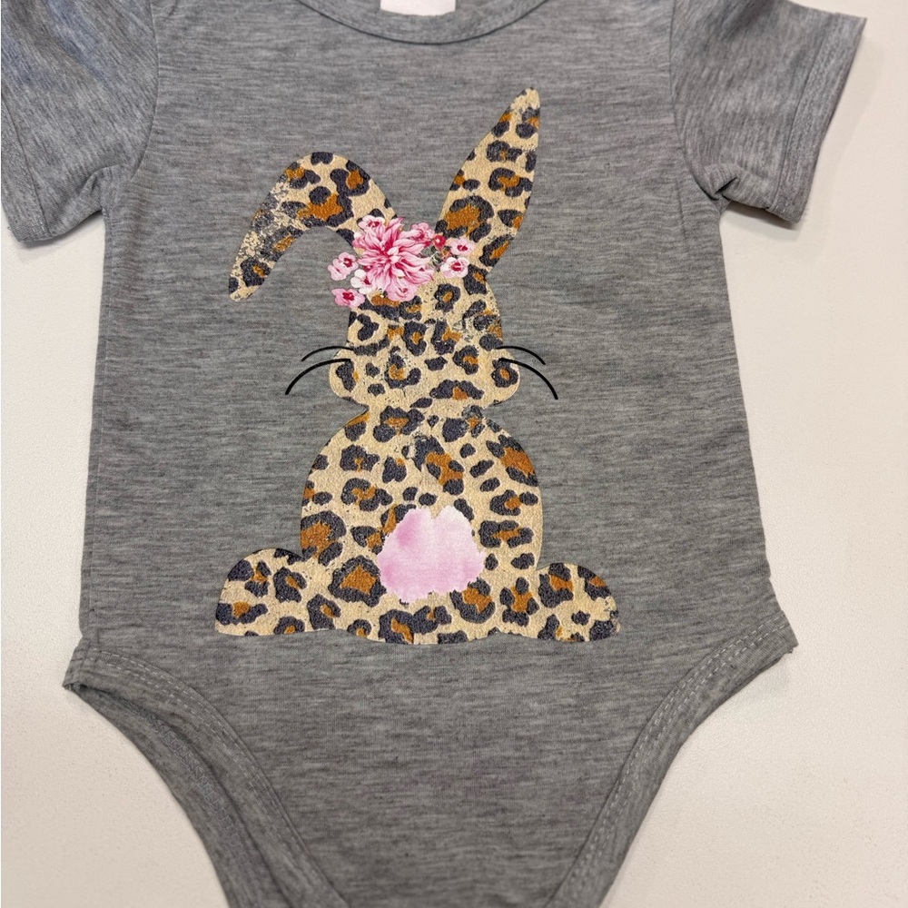 Gray Leopard Bunny Kids One Piece